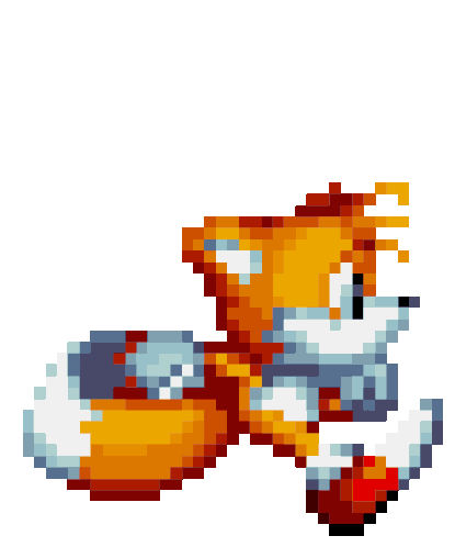 Tails from the Sonic game running on the spot.